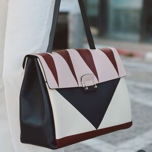 Valentino Garavani Mime colorblock calfskin leather top handle bag shoulder Stra